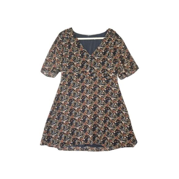 Madewell Dresses & Skirts - Madewell Orchard Flutter-Sleeve Dress in Fan Floral Mix Block Dark Midnight 14